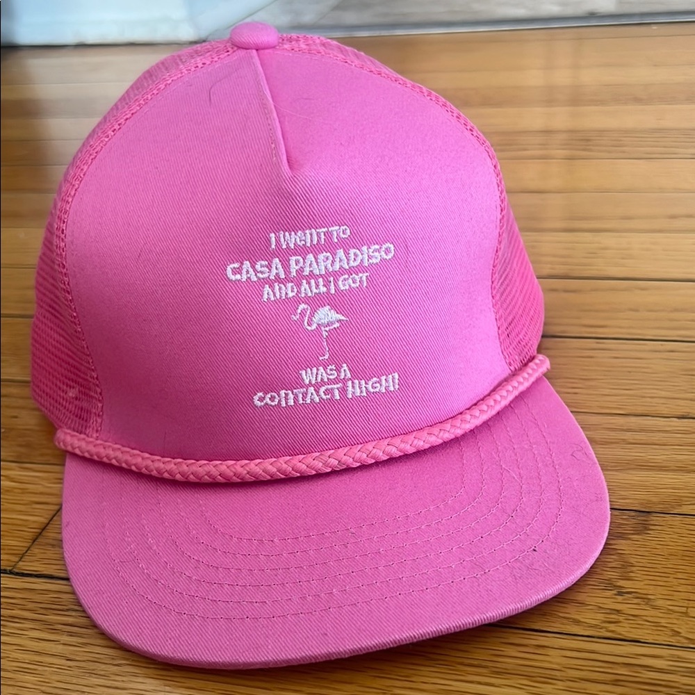 Pink and White Snapback Hat with Text